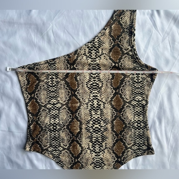 Snakeprint One Shoulder Tank Bodysuit Large - Picture 8 of 10